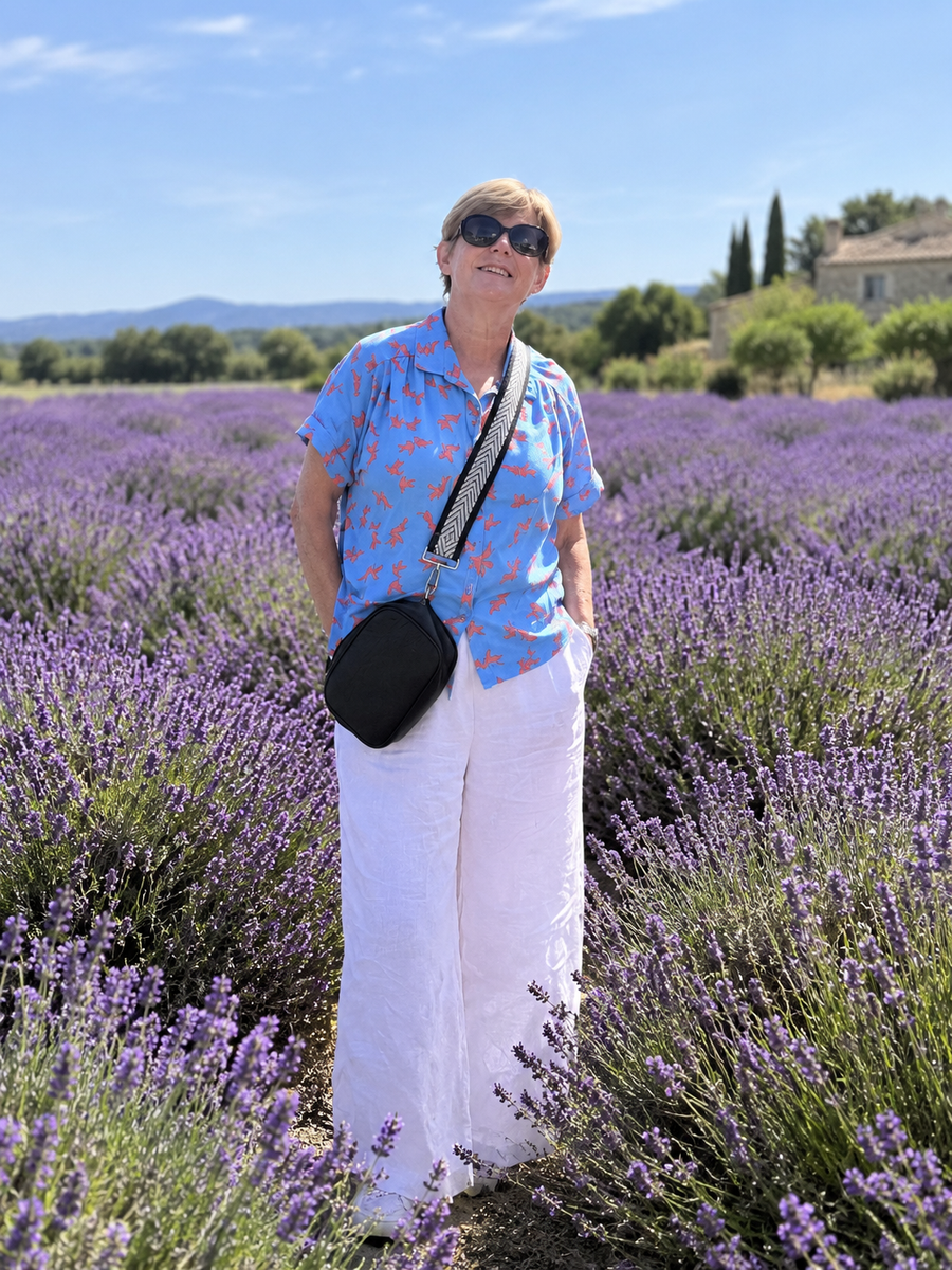 Charlotte, founder of The Lavender Store, in a lavender field in Provence